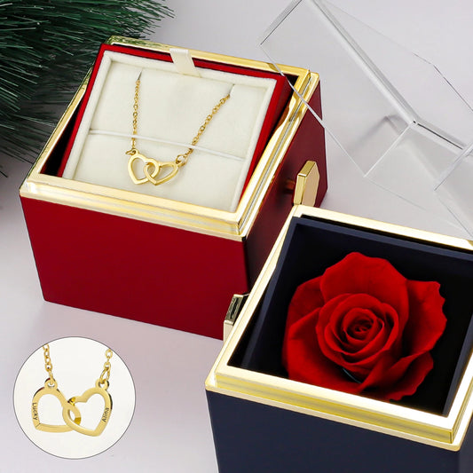 Custom Valentine Soap Rose Jewelry Ring Box Wedding Pendant Necklace Storage Case for Women Girlfriend Valentine's Day Gifts