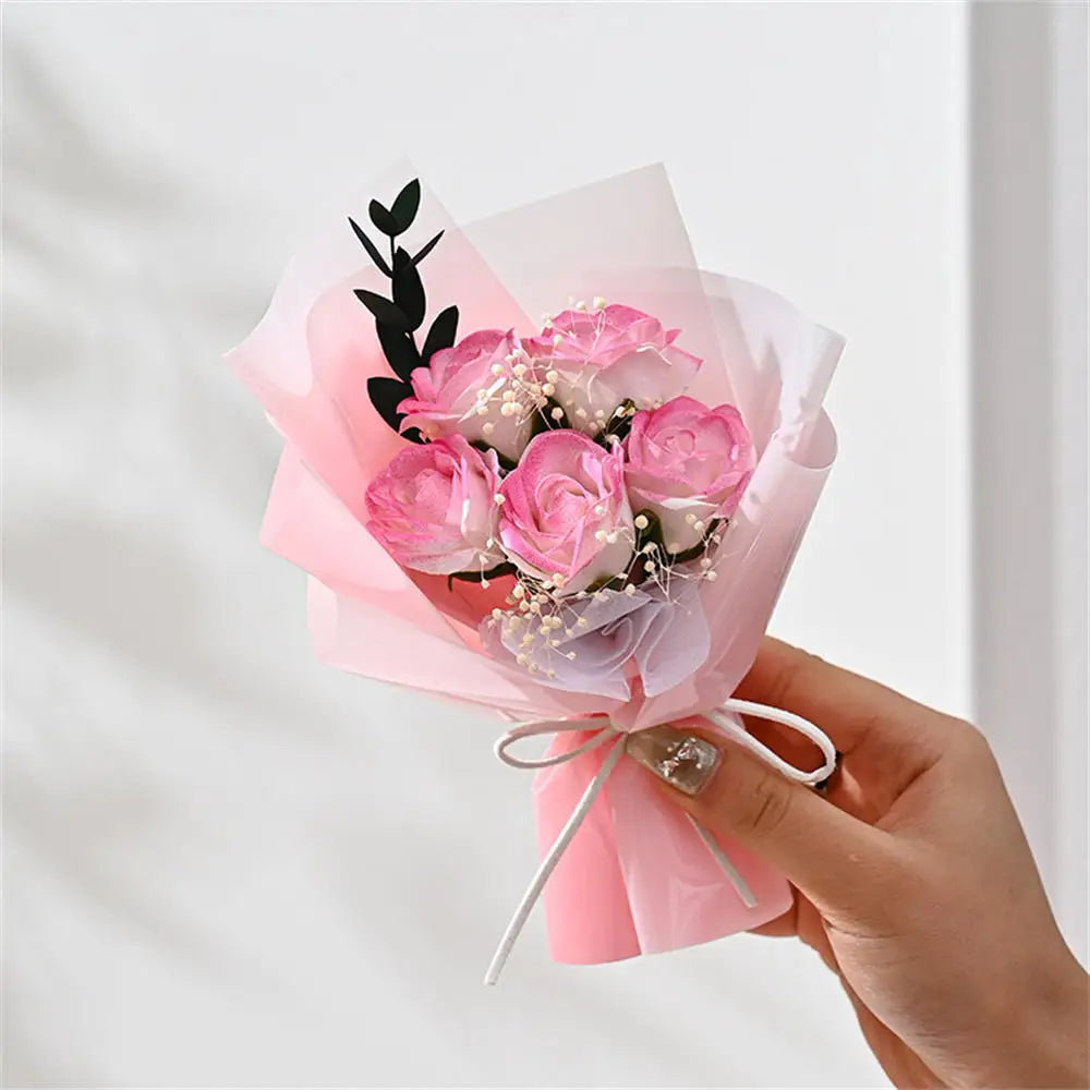 3/6/9 Heads Rose Soap Flower Bouquet Valentine'S Day Artificial Flower Bouquet Gift Women/Men Valentine Day Gift Wedding Decor