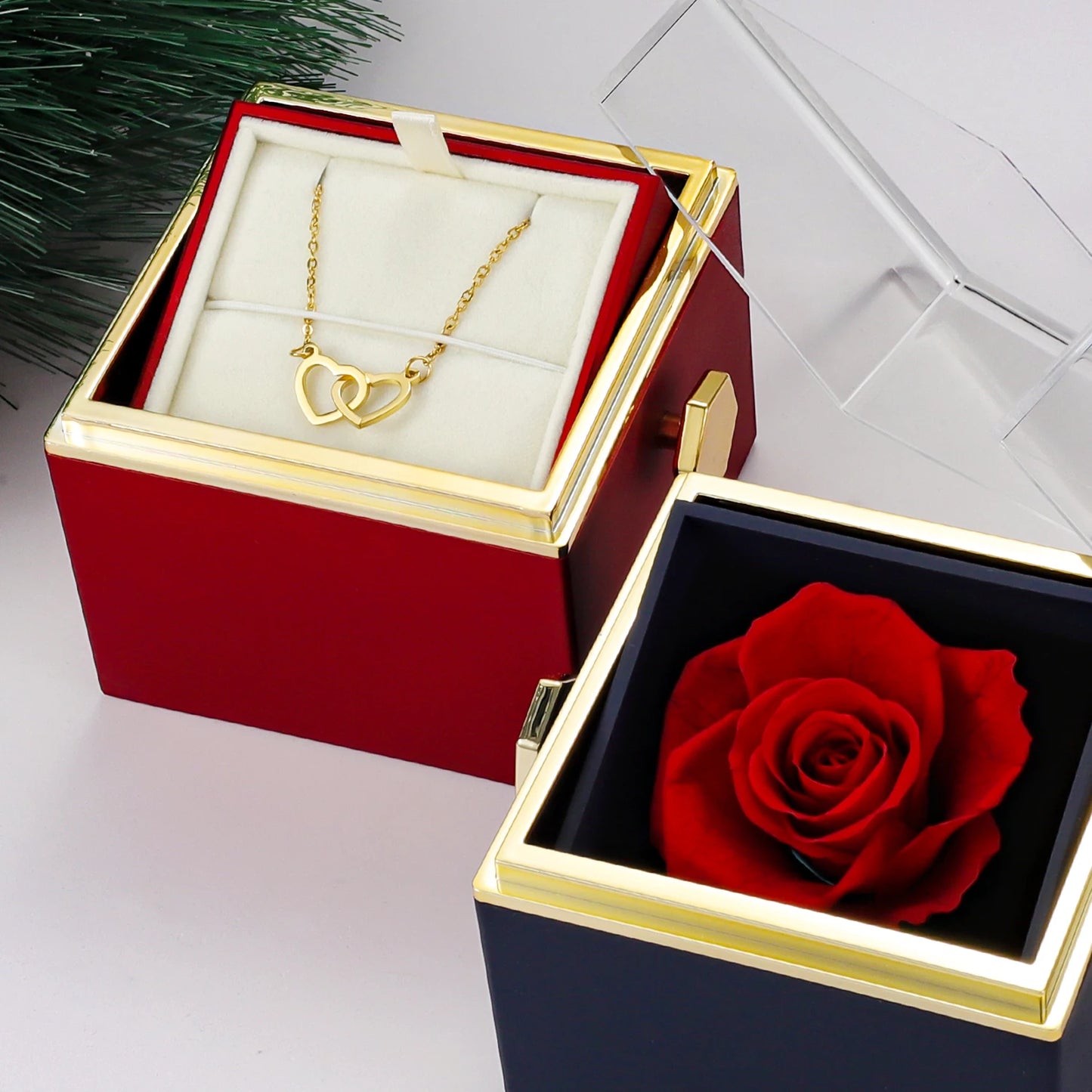 Custom Valentine Soap Rose Jewelry Ring Box Wedding Pendant Necklace Storage Case for Women Girlfriend Valentine's Day Gifts