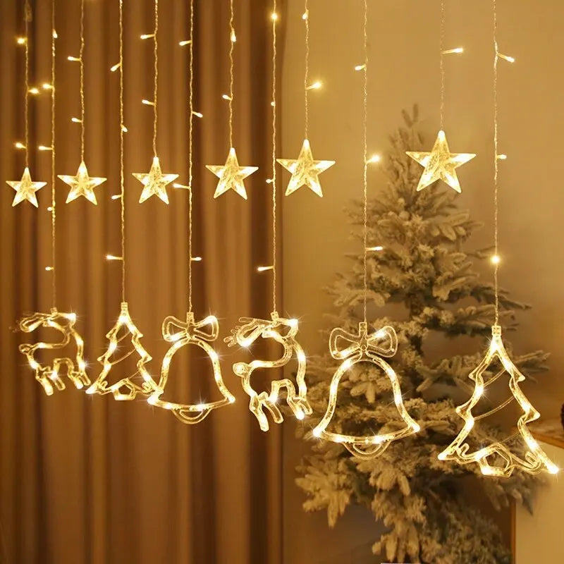LED Christmas Garland String Lights Fairy Curtain Light For Home New Year Party Wedding Holiday Decor