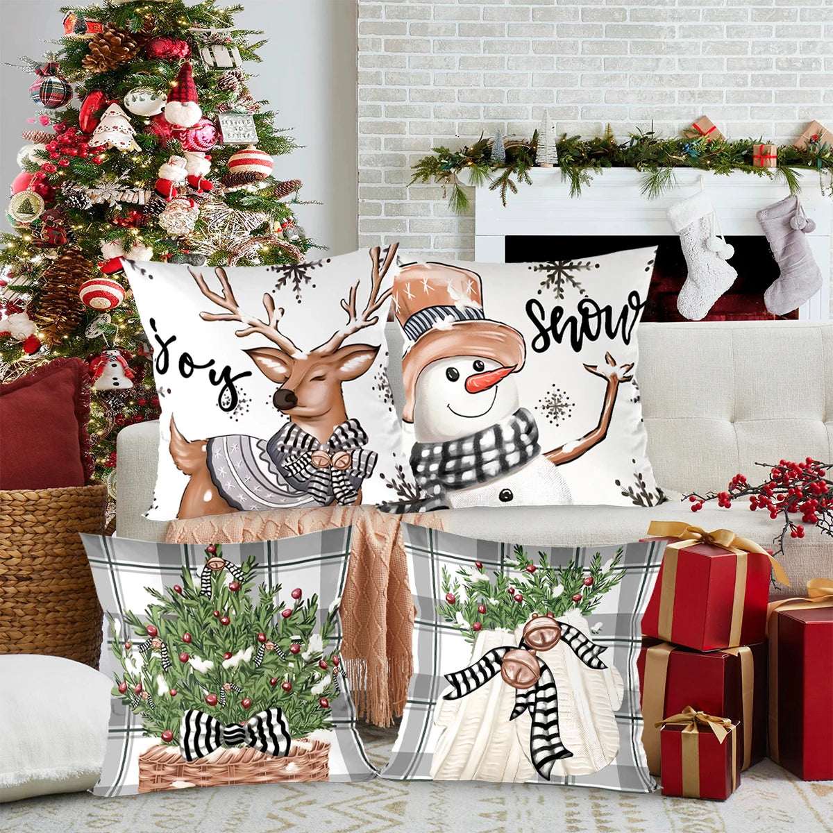 Christmas Cushion Cover Merry Christmas Decorations for Home 2025 Navidad Natal Xmas Ornament Sofa Pillowcase New Year Gift 2026