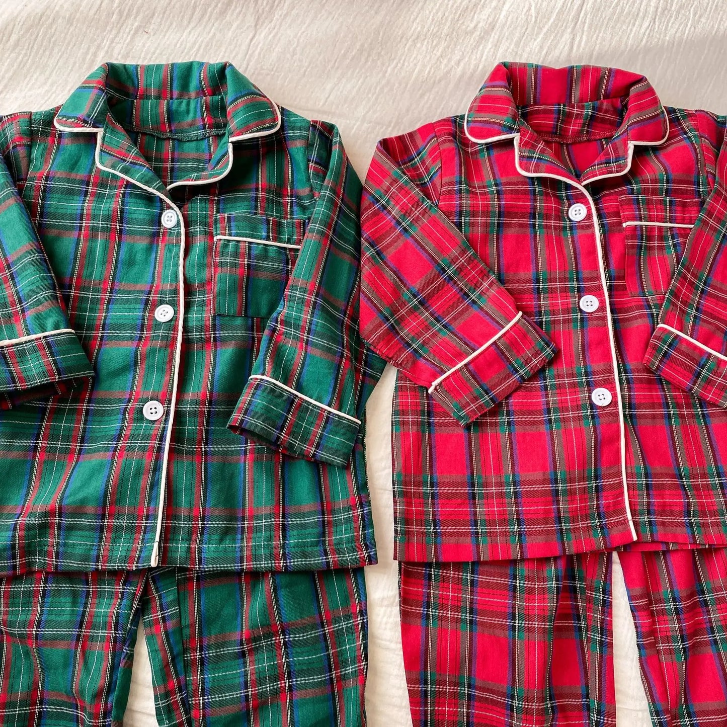 Christmas Children's Pajamas Boys Pure Cotton Plaid New Spring and Autumn Girls Long-sleeved Suit Baby Loungewear