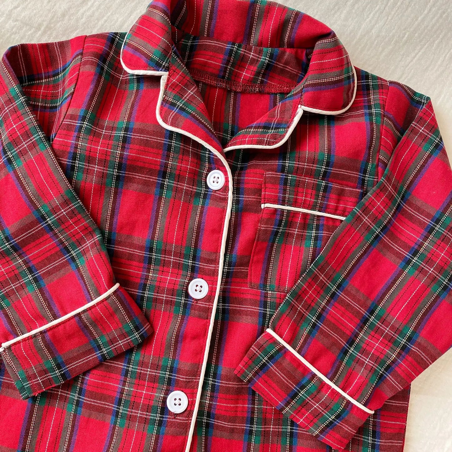 Christmas Children's Pajamas Boys Pure Cotton Plaid New Spring and Autumn Girls Long-sleeved Suit Baby Loungewear