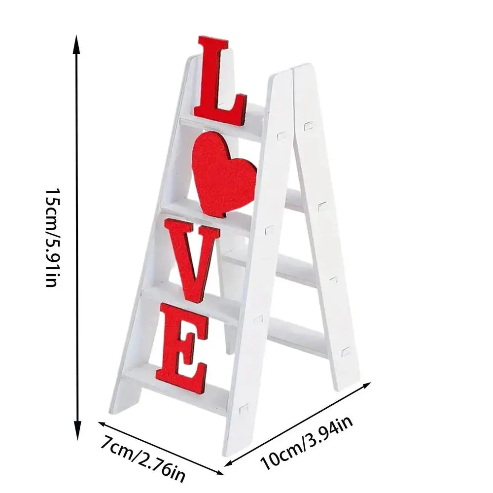 2025 New Valentine Wooden Ladder Love Valentine's Day Decor Ladder Acrylic Love Ladder Valentine Ladder Tabletop Decoration