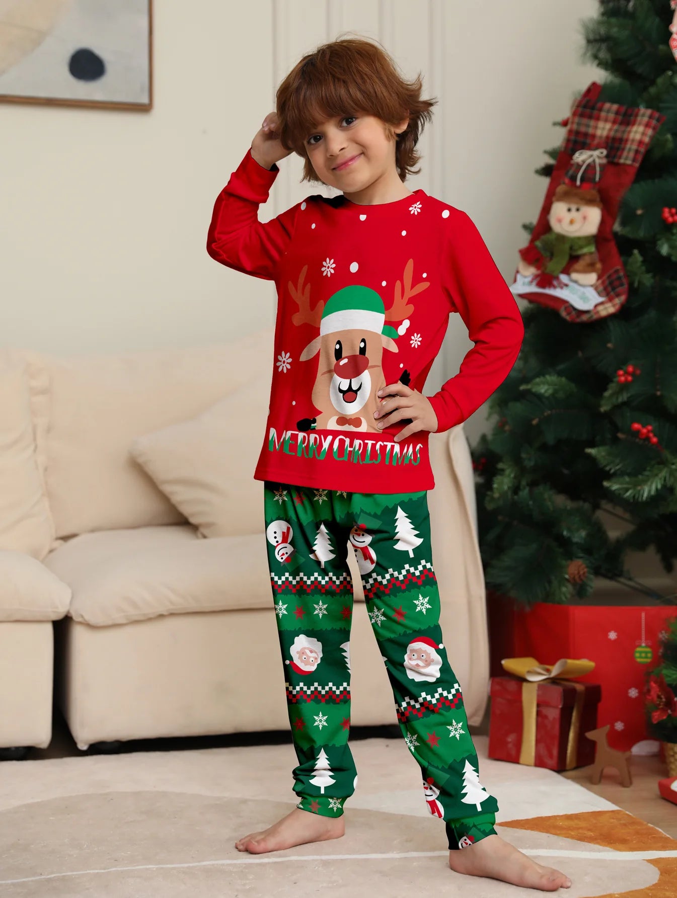 Christmas Pajamas Family Matching Outfits Mom Dad Kids 2 Piece Baby Romper Soft Sleepwear Xmas Family Look 2025 New Year Clothes