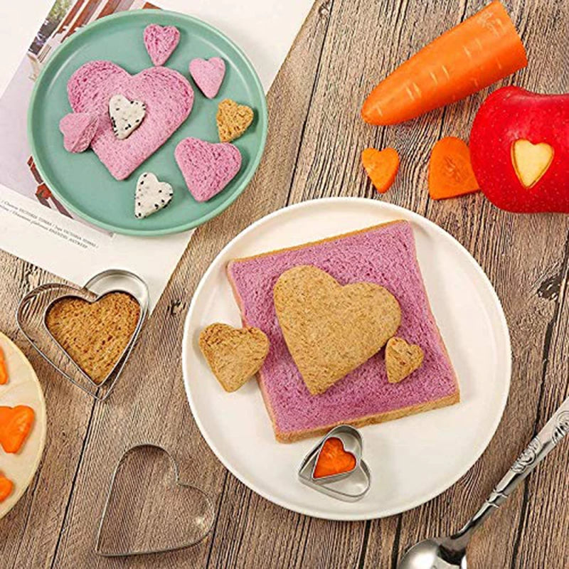 5 Piece Heart Shaped Cookie Cutter Set Valentine Cookie Cutter Stainless Steel Heart Cutter Valentine's Day Gift