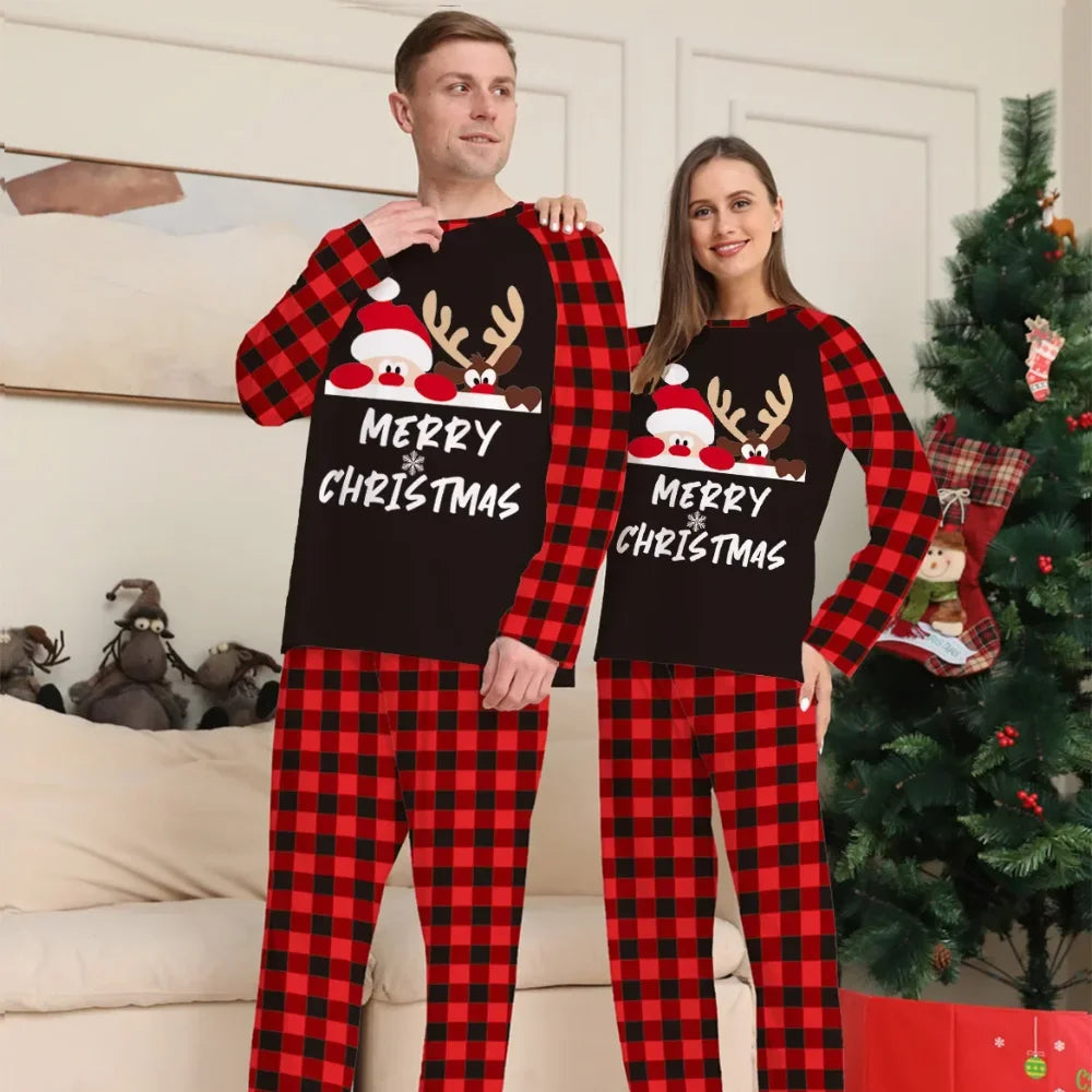 Christmas Pajamas Family Look Outfits Santa Claus Print Underwear Women Matching Clothes Set Casual Loose Sleep Men Clothing