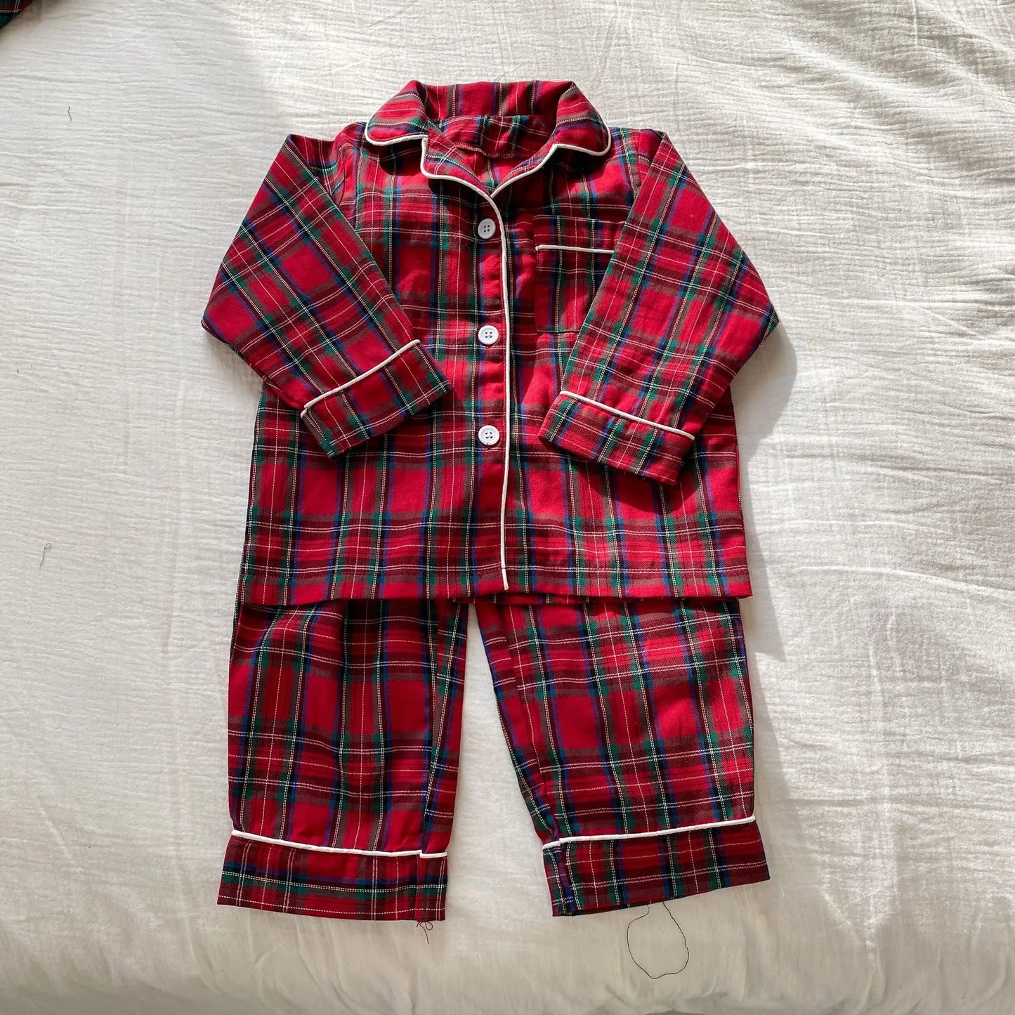 Christmas Children's Pajamas Boys Pure Cotton Plaid New Spring and Autumn Girls Long-sleeved Suit Baby Loungewear