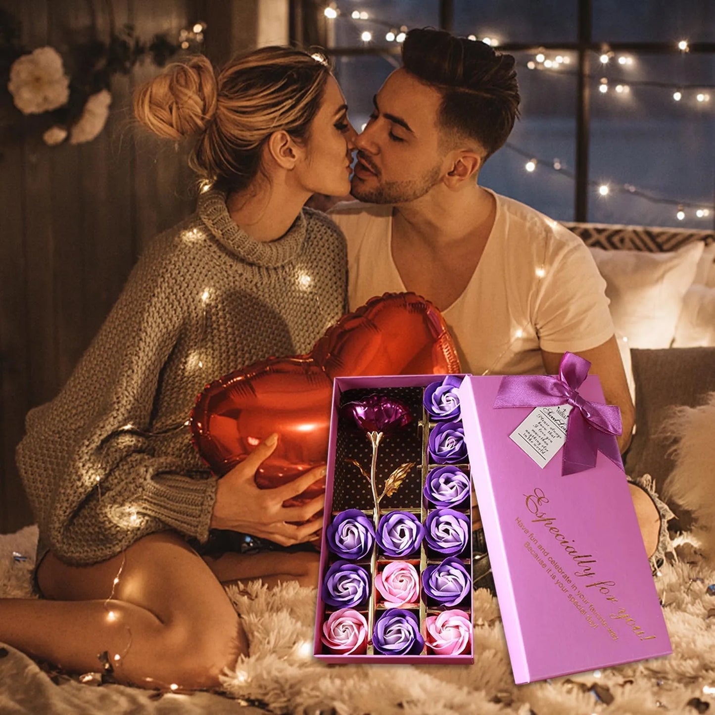 Valentine's Day Floral Scented Bath Soap Rose Flower, Rose Soap Set, Best Gifts for Her Women Girls Mom Lover Birthday Valentine