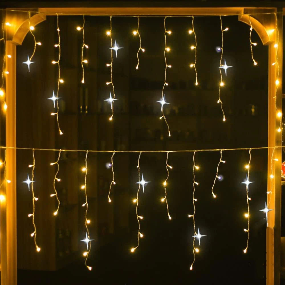 2025 Christmas Lights Street Garland Led Icicle Curtain Lights White Flash Outdoor Festoon Fairy Light Wedding New Year Decor