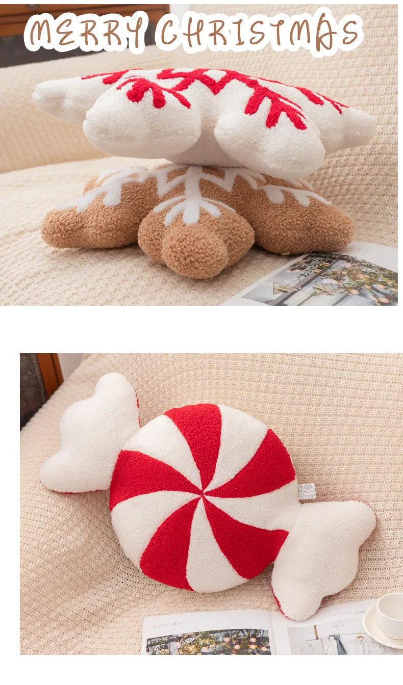 Christmas Snowflake Wreath Candy Cushion Holiday Atmosphere Decoration Ornament Gift Cushion