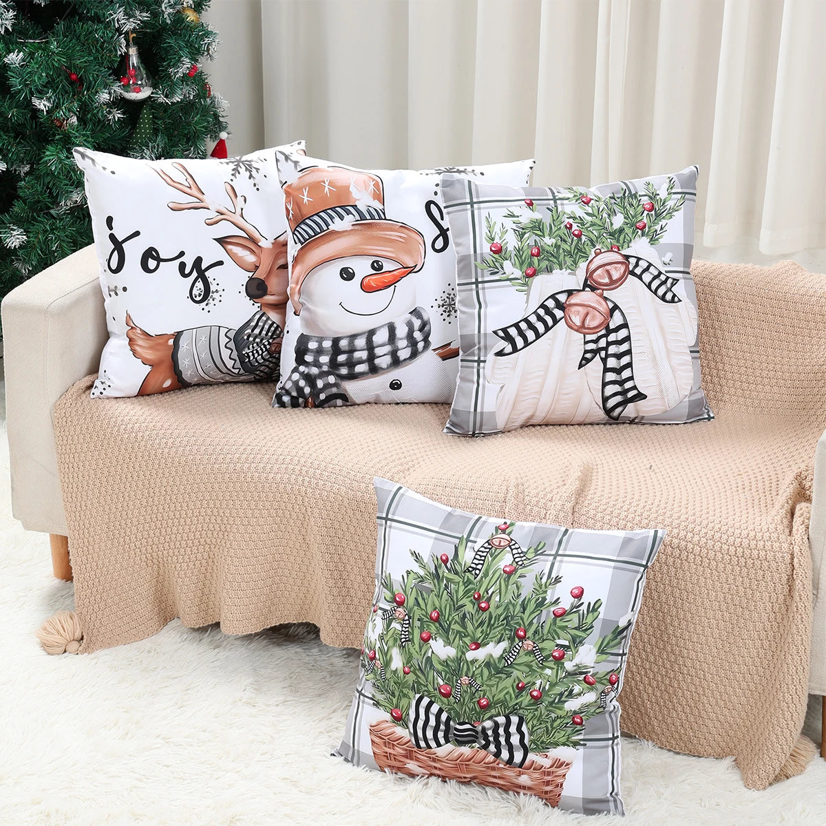 Christmas Cushion Cover Merry Christmas Decorations for Home 2025 Navidad Natal Xmas Ornament Sofa Pillowcase New Year Gift 2026