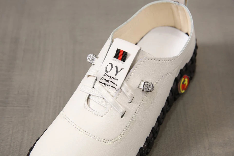 Sneakers Women Shoes Loafers Lace Up Leather Flat New Spring Casual comfortable Mom Shoe Mujer Zapatos Chaussure Femme