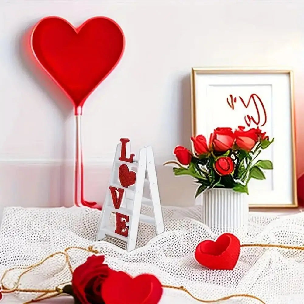 2025 New Valentine Wooden Ladder Love Valentine's Day Decor Ladder Acrylic Love Ladder Valentine Ladder Tabletop Decoration
