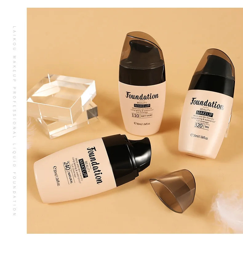 30ml Liquid Foundation Waterproof Makeup High Coverage Concealer Long-lasting Cover Dark Circle Brighten Matte BB Cream Cosmetic