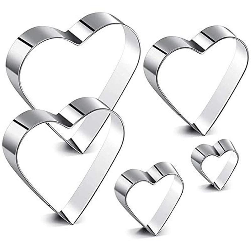 5 Piece Heart Shaped Cookie Cutter Set Valentine Cookie Cutter Stainless Steel Heart Cutter Valentine's Day Gift