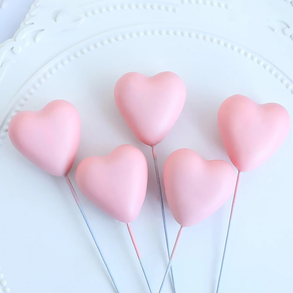 Valentine's Day Cake Toppers Pink Heart Shape Love Balloon Cake Decorations Valentine Bear Wedding Girls Birthday Party Supplies