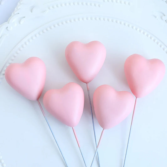 Valentine's Day Cake Toppers Pink Heart Shape Love Balloon Cake Decorations Valentine Bear Wedding Girls Birthday Party Supplies