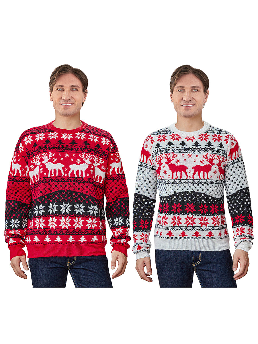Christmas Jumpers for Women Men Couples Unisex Ugly Sweater Xmas Reindeer Printed Knitted Pullover Santa Holiday Sweatshirt Top