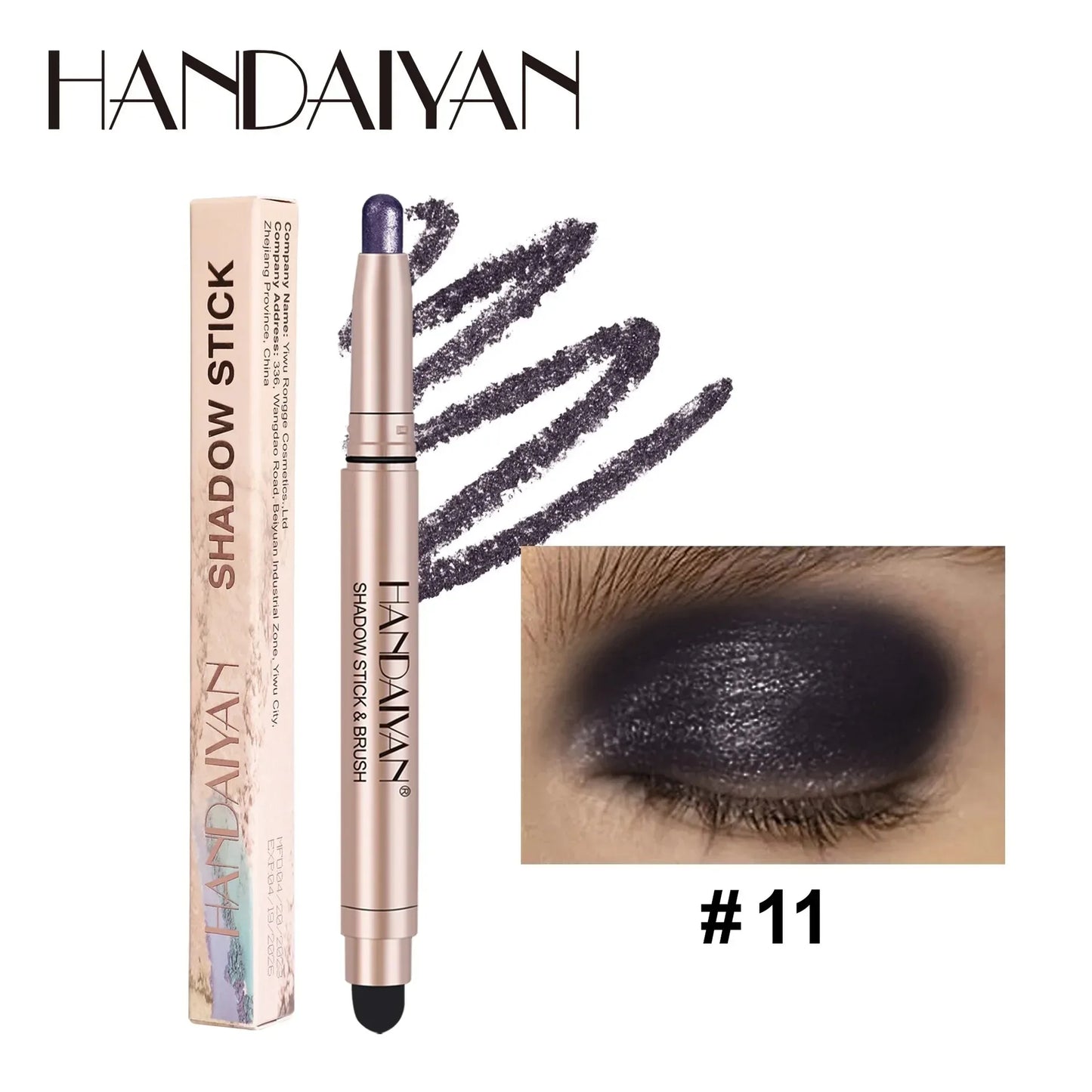 Smoky Dark Black Eyeshadow Pencil Stick Waterproof Pearlescent Matte Metallic Glitter Eye Shadow Highlighter Pen Make Up Tool