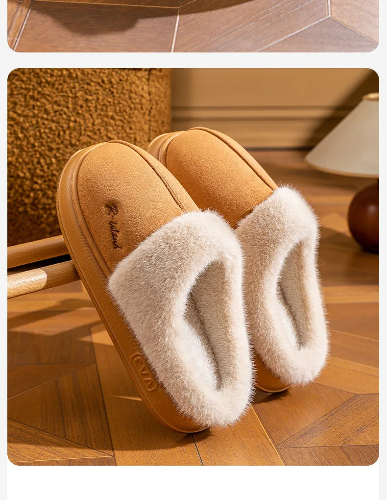 New Platform Women Plush Slippers Fashion Winter Cotton Slippers Fluffy House Slippers Soft Sole Non-slip Women Home Shoe