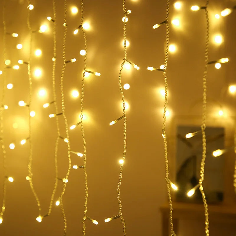 Christmas Lights Waterfall Outdoor Decoration 5M Droop 0.4-0.6m Led Lights Curtain String Lights Party Ggarden Eaves Decoration