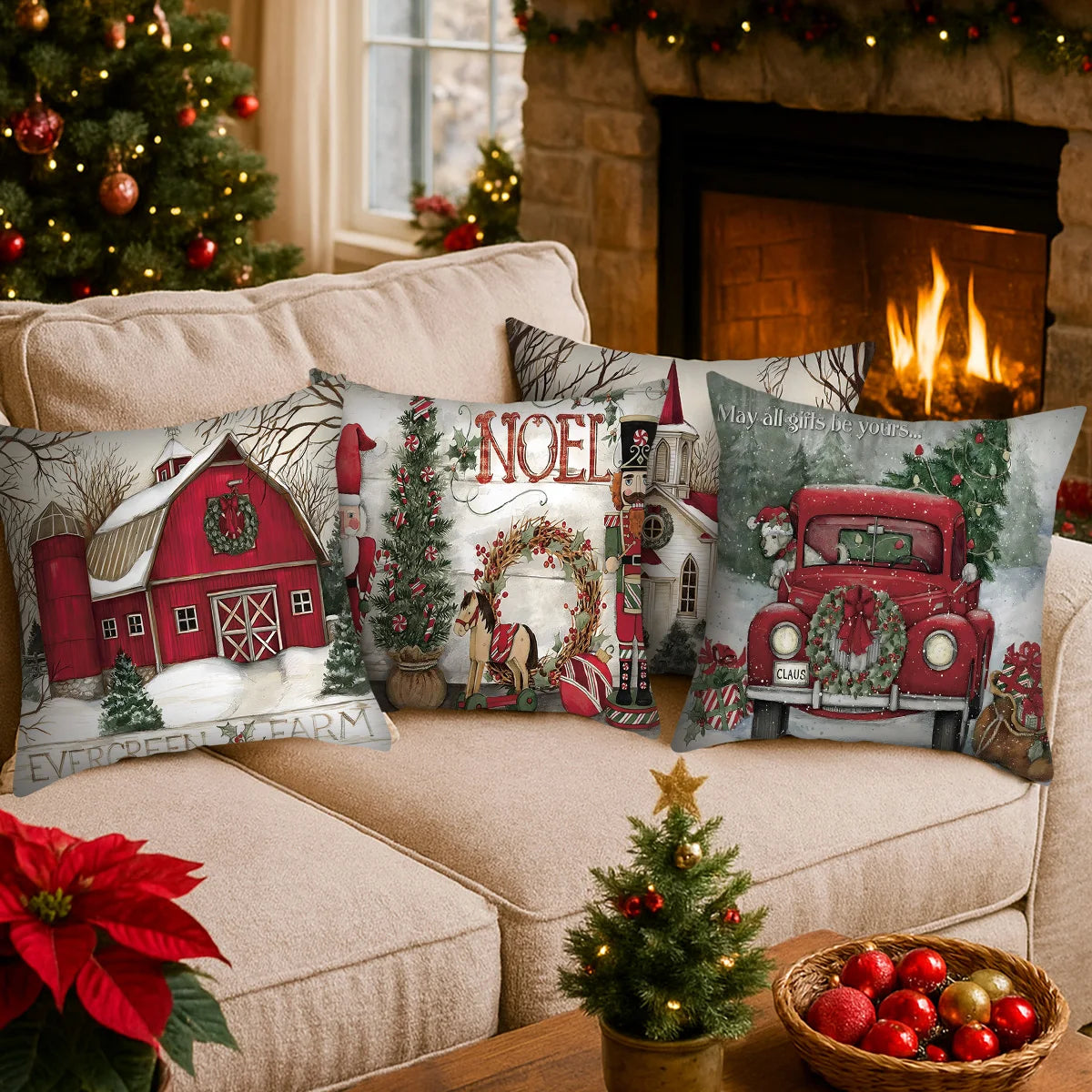 Christmas Cushion Cover Merry Christmas Decorations for Home 2025 Navidad Natal Xmas Ornament Sofa Pillowcase New Year Gift 2026