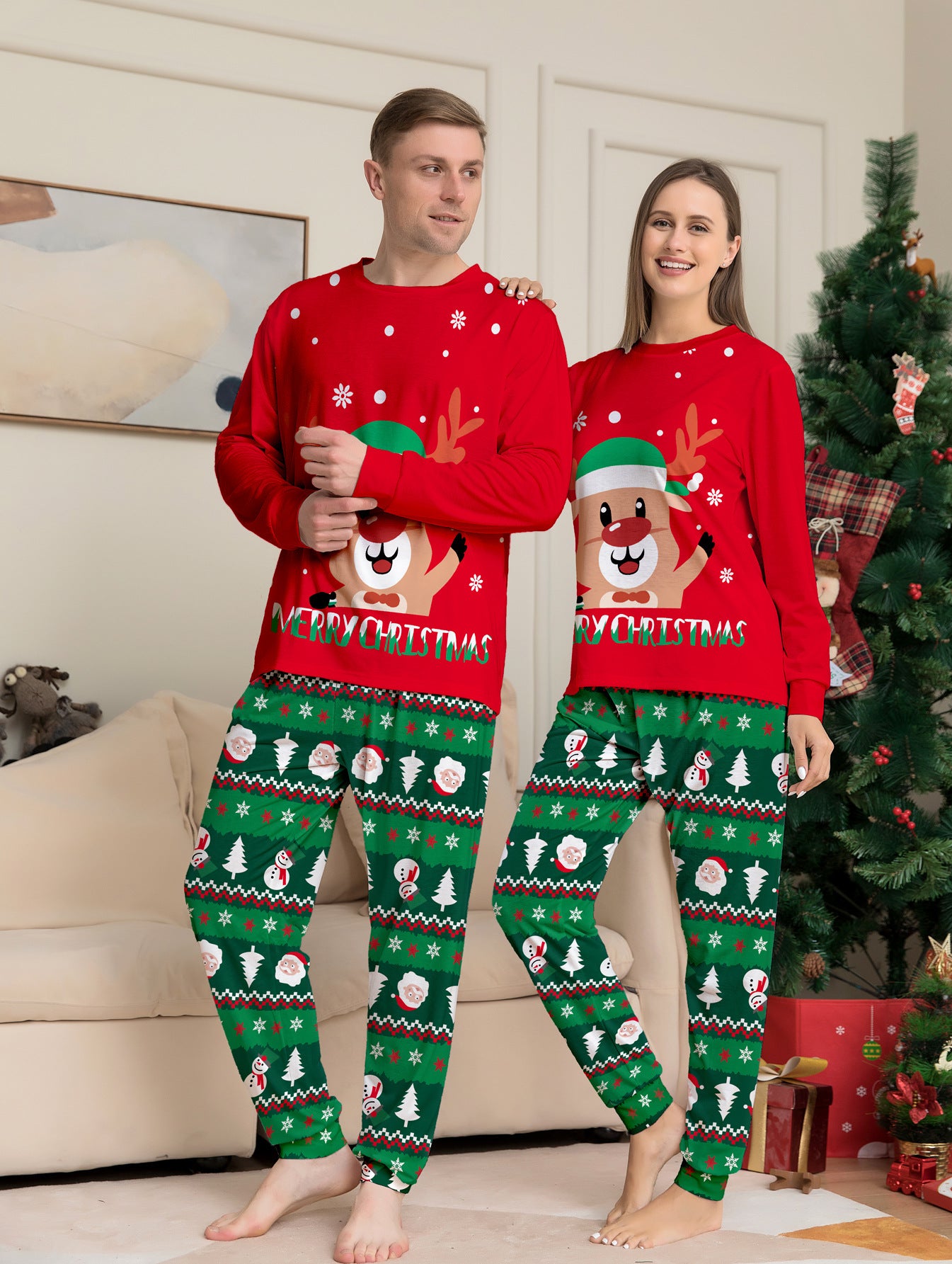 Christmas Pajamas Family Matching Outfits Mom Dad Kids 2 Piece Baby Romper Soft Sleepwear Xmas Family Look 2025 New Year Clothes