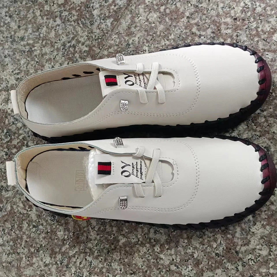 Sneakers Women Shoes Loafers Lace Up Leather Flat New Spring Casual comfortable Mom Shoe Mujer Zapatos Chaussure Femme