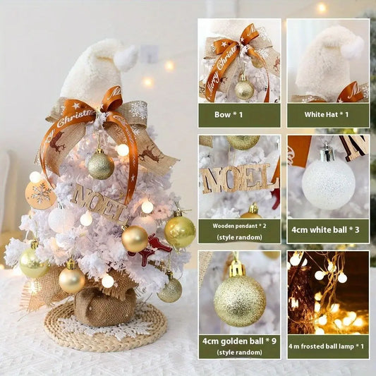 Artificial Christmas Tree, Mini Table Top Christmas Trees with Lights, Pre-lit Small Christmas Pine for Home, Office, Party Deco