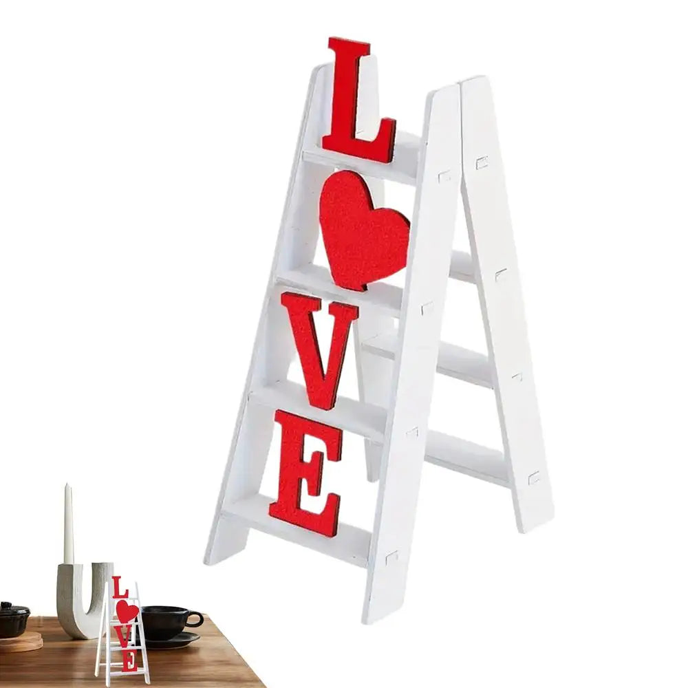 2025 New Valentine Wooden Ladder Love Valentine's Day Decor Ladder Acrylic Love Ladder Valentine Ladder Tabletop Decoration