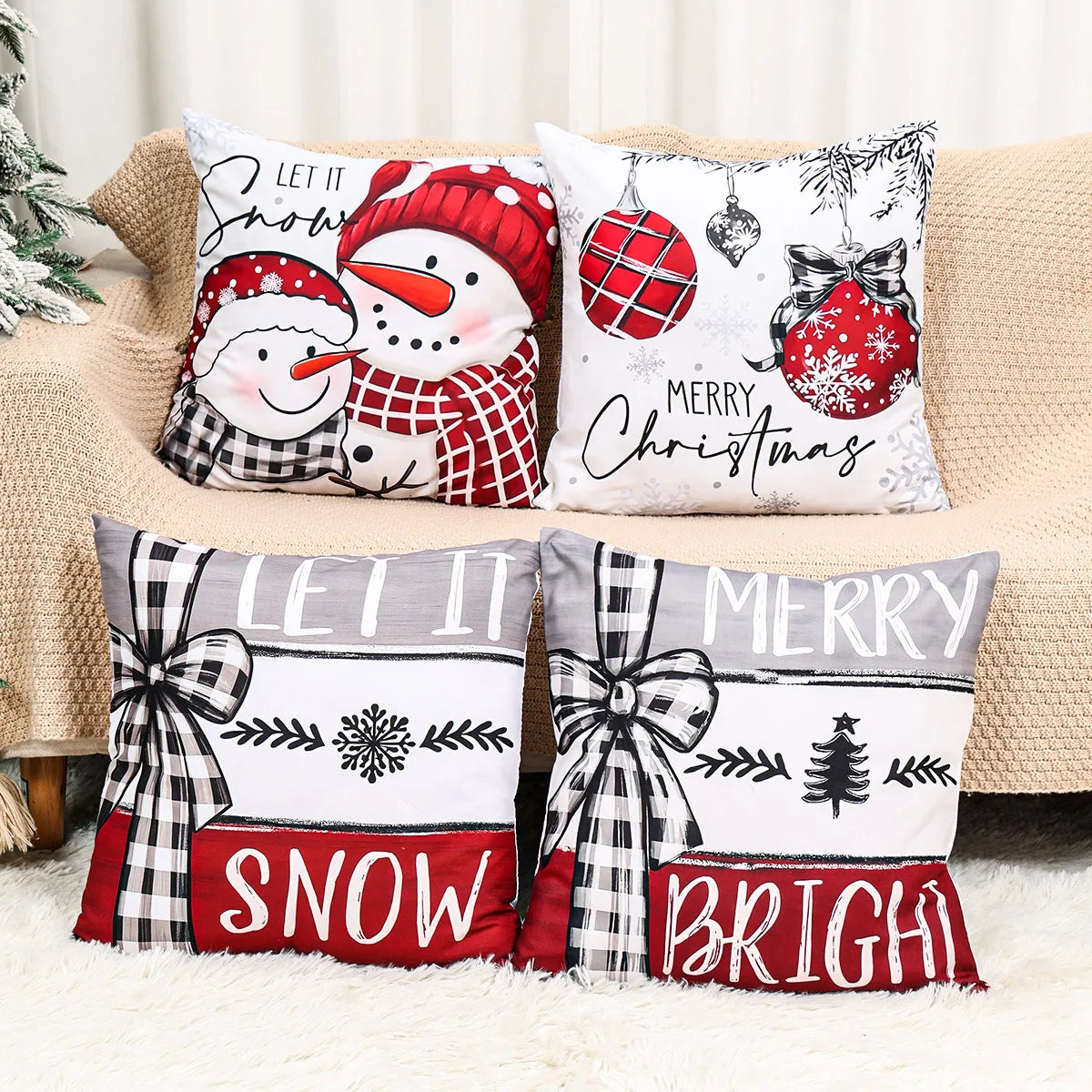 Christmas Cushion Cover Merry Christmas Decorations for Home 2025 Navidad Natal Xmas Ornament Sofa Pillowcase New Year Gift 2026