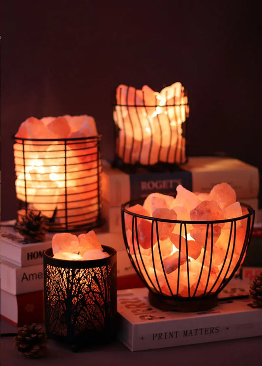 Natural Himalayan Salt Lamp Handcrafted Crystal Salt Rock Warm Light Bedroom Decoration Night Light Bedside Lamp Crafts