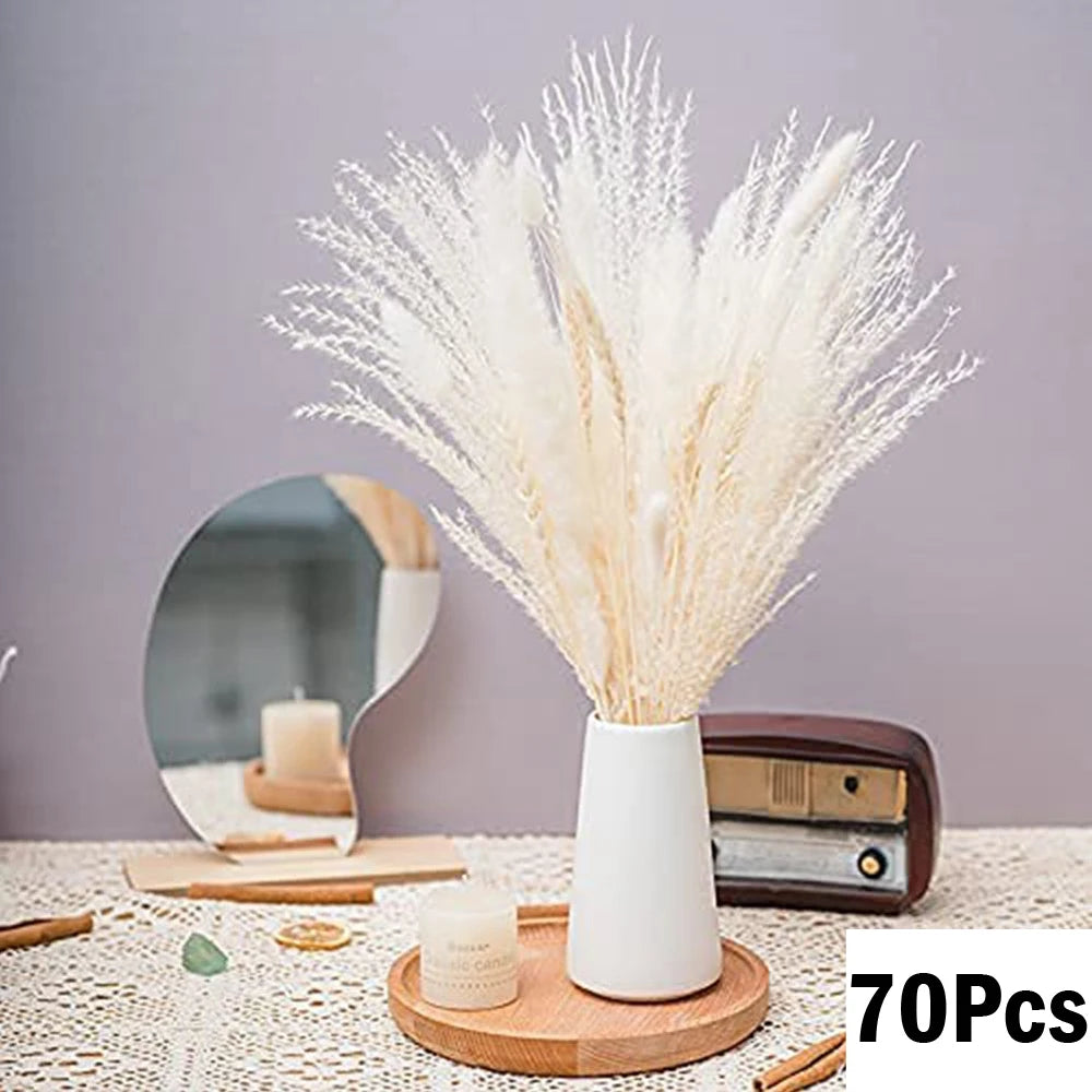 Dried Pampas for Decoration Fluffy Natural Tall Pampas Set 30-100Pcs Small Reed Dried Flowers Bouquet Boho Home Ramadan Decor