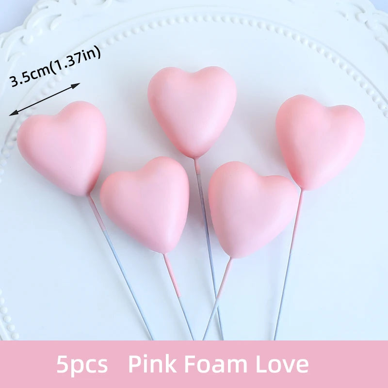 Valentine's Day Cake Toppers Pink Heart Shape Love Balloon Cake Decorations Valentine Bear Wedding Girls Birthday Party Supplies