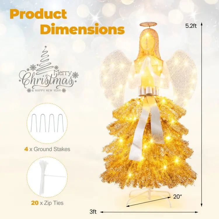 5.2 Feet Lighted Angel Artificial Christmas Tree with Warm White LED Lights Christmas Trees Product