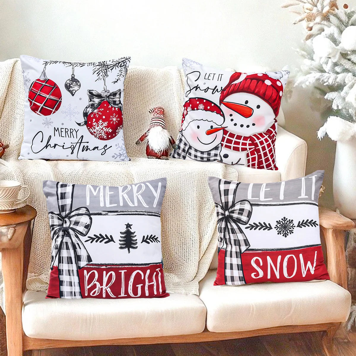 Christmas Cushion Cover Merry Christmas Decorations for Home 2025 Navidad Natal Xmas Ornament Sofa Pillowcase New Year Gift 2026