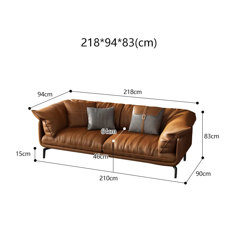 Modern Real Leather Upholstered 1+2+3-Seater Corner Sofa with Black Legs Can be Customzied