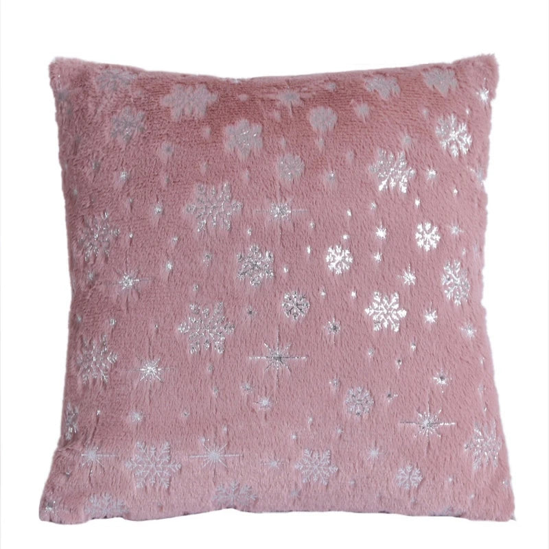 Christmas Cushion Cover 43x43cm Plush Fur Snowflake Print Cushion Covers Decorative Pillow Cover for Sofa Livingroom Home Decor