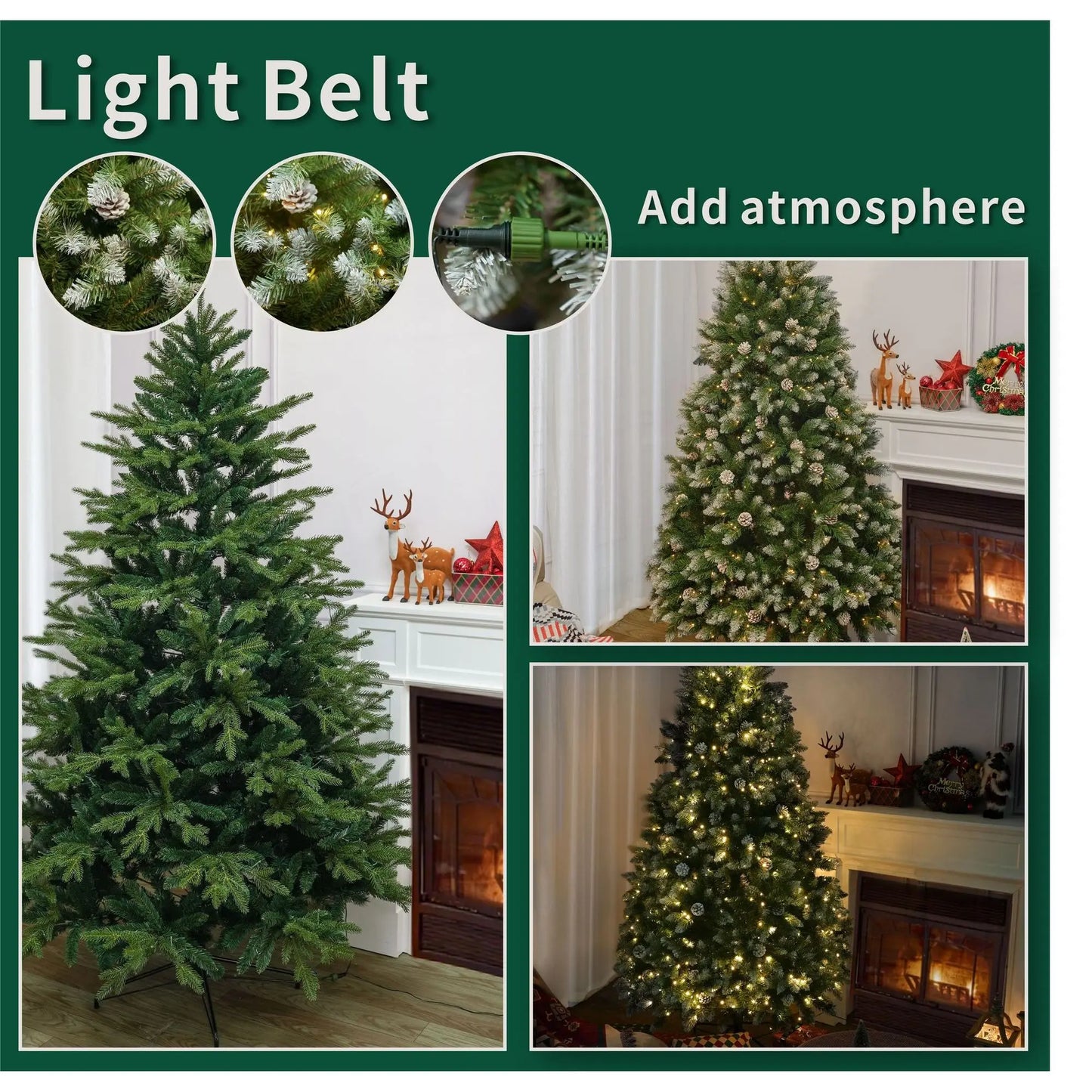 7FT Snow-Frosted Christmas Tree with Pine Cones and 500 Warm White LED Lights