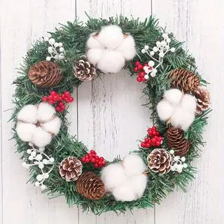 Christmas Ornaments 12in Christmas Wreath Artificial Wreath Door Hanging Window Props Background Christmas Tree Accessories