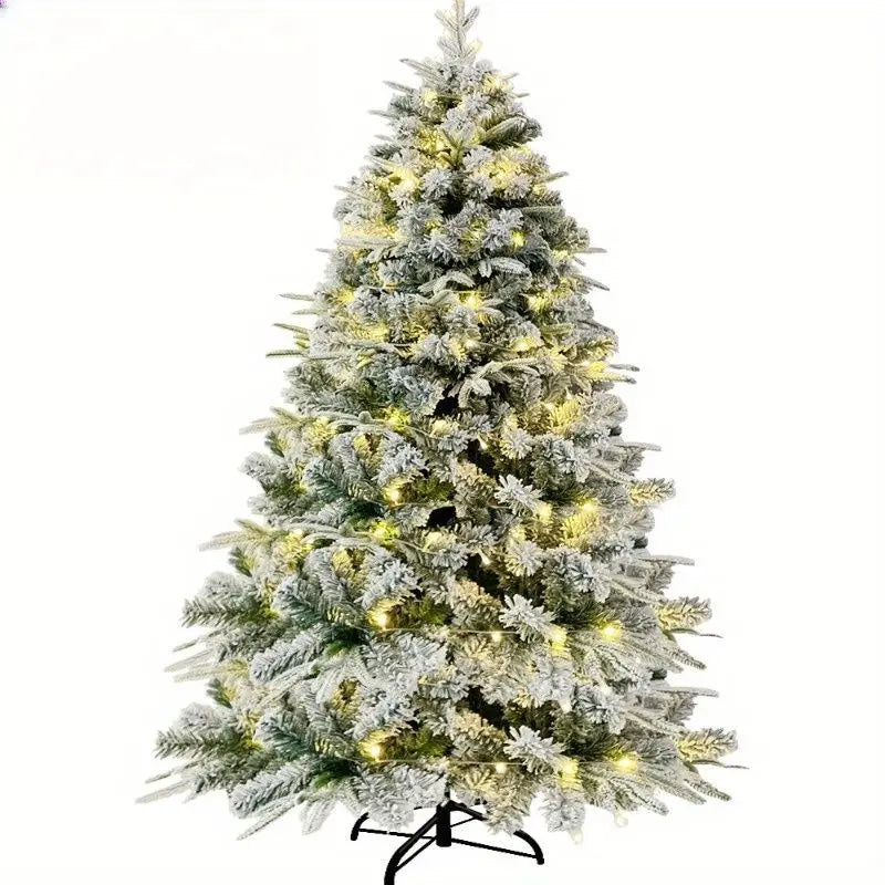 6 Ft Prelit Pencil Christmas Tree, Flocked Artificial Xmas Tree With Warm WhiteLights, Full Branch Tips, Perfect Choice Decorati