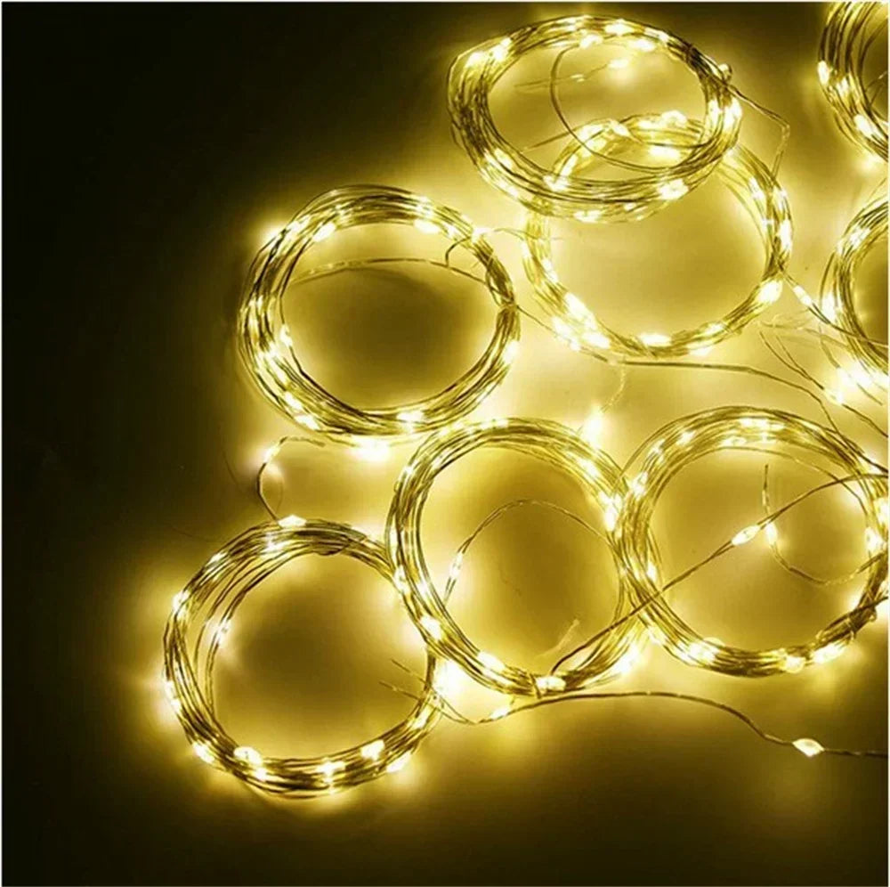 Christmas Light Party Birthday Wall Decoration LED 8 Mode 3/6M Garland Wedding Fairy Light USB Curtain String Lamp Holiday Decor