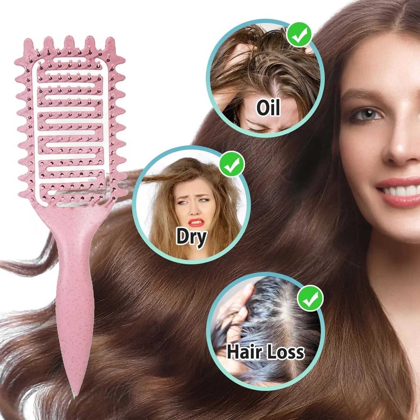 3 in 1 Curl Define Styling Brush Hollow Out Detangling Hair Brush Tangled Hair Comb Shaping Defining Curls Barber Styling Tools