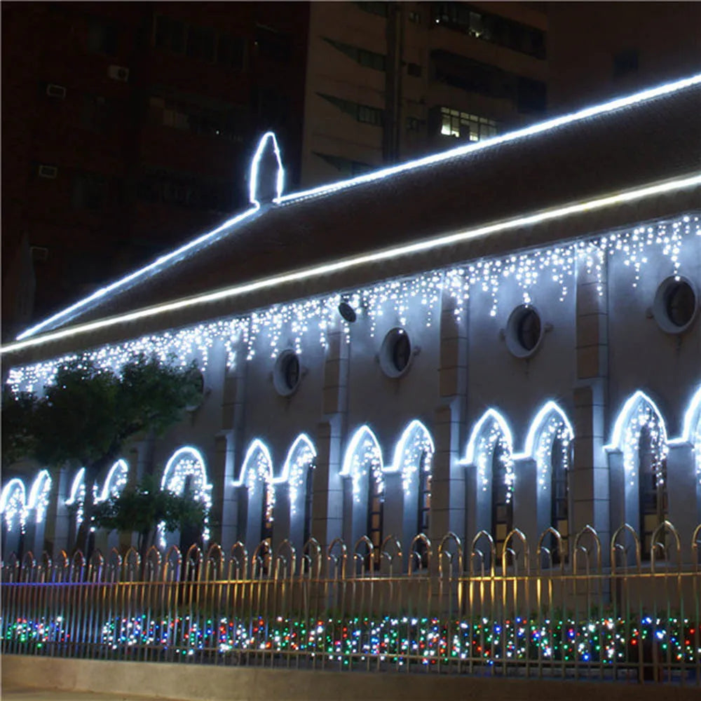Christmas Lights Waterfall Outdoor Decoration 5M Droop 0.4-0.6m Led Lights Curtain String Lights Party Ggarden Eaves Decoration