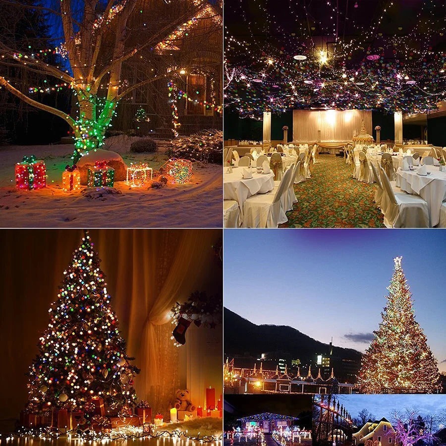 2024 New Year Christmas Decoration String Lights 10M 30M 50M Outdoor Garland Fairy Lights for Wedding Party Garden Tree Street