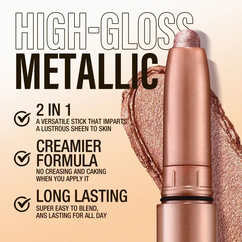 Smoky Dark Black Eyeshadow Pencil Stick Waterproof Pearlescent Matte Metallic Glitter Eye Shadow Highlighter Pen Make Up Tool