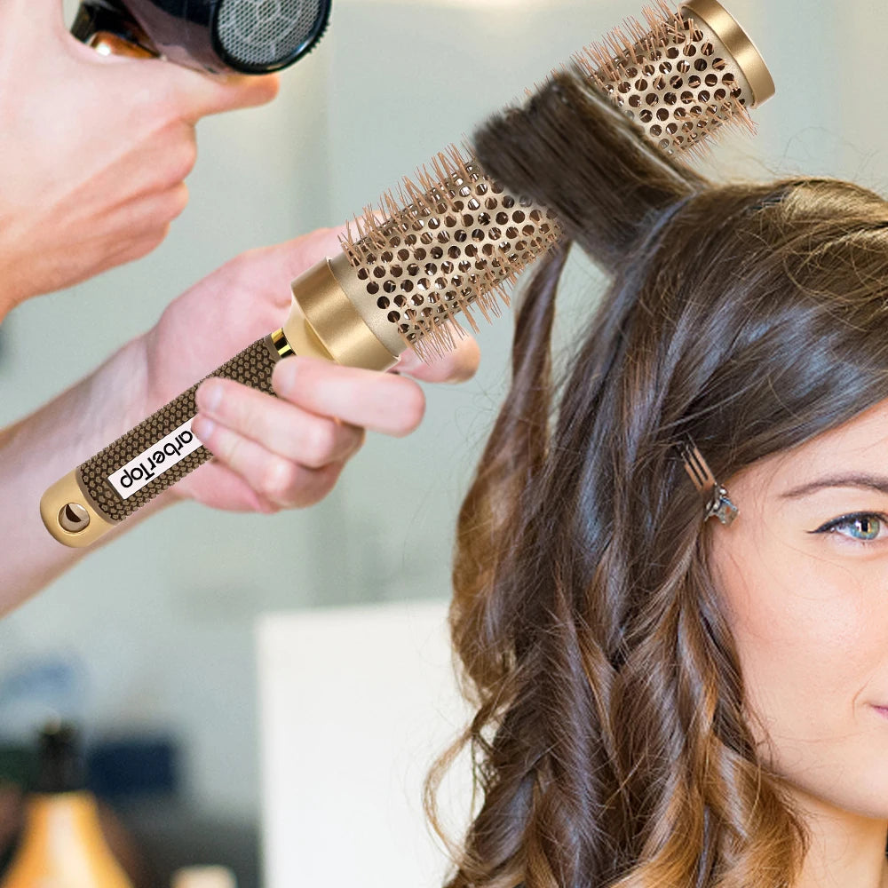 35cm Thermal Protection Hair Roller Brush - Salon Blowout Volumizing Tool for Long Thick Hair, Heat Resistant Styling