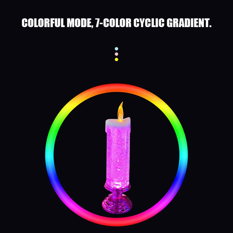 Christmas LED Candle Light Decorative Craft Night Lights Swirling Glitter Colorful Fantasy Crystal Night Lights Xmas Party Home