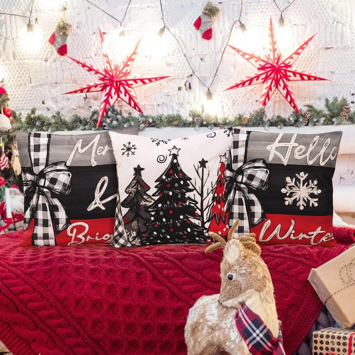 Christmas Cushion Cover Merry Christmas Decorations for Home 2025 Navidad Natal Xmas Ornament Sofa Pillowcase New Year Gift 2026